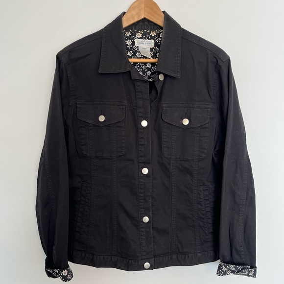 Jeanne Pierre Women's Black Denim Jacket size large - Picture 2 of 6